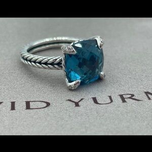 Sterling Silver with Hampton Blue Topaz and Diamonds, 11mm